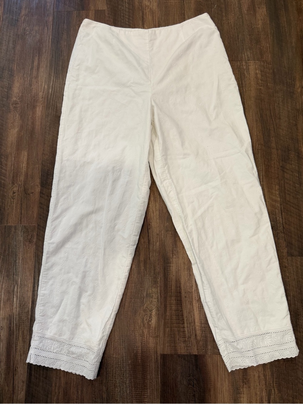 Talbots White Men's-Style Cotton Chinos with Eyelet Hem Detail